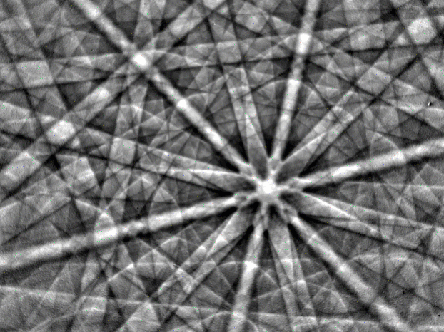 Animated series of EBSD patterns collected from a ferrite grain at different detector distances